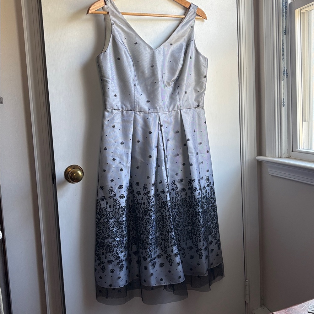 Danny & Nicole Evening Shift Dress Sheer overlay Intricate Beadwork Sparkle 10